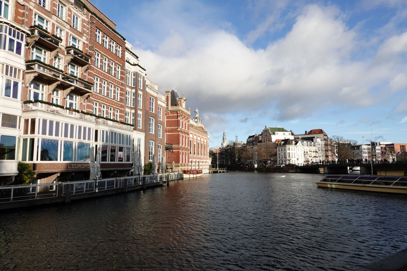 The Amsterdam waterfront along the IJ near Central Station